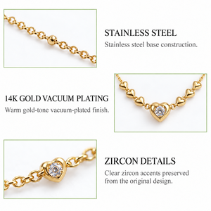 Collar con Colgante de Zirconia en Forma de Y, Acero Inoxidable, Chapado en Oro de 14K, Colores Oro y Plata, 400 mm + 60 mm, 4.5 g - Product Image 2