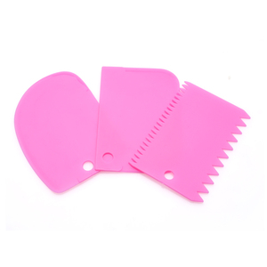 Bánh công cụ 3 miếng nhựa bột dao Icing <span class=keywords><strong>fondant</strong></span> scraper trang trí đồng bằng mịn lởm chởm - Product Image 2