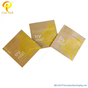 Pacchetti cosmetici del campione dell'imballaggio cosmetico del sacchetto di carta del mestiere della chiusura lampo biodegradabile stampata abitudine