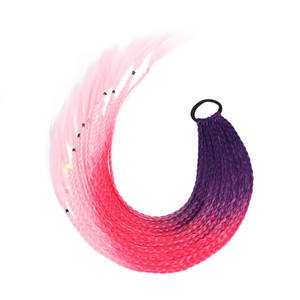 60cm 24 pouces cheveux dégradé couleur queue de cheval tressée sale femmes filles enfants bande de cheveux élastique bande de caoutchouc queue de cheval Extension de cheveux - Product Image 4