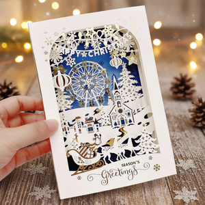 การ์ดอวยพร 3 มิติ ลายนูนแบบส่วนตัว ลายกวางเรนเดียร์ในป่า พิมพ์ลายสกรีนบนกระดาษอาร์ต บรรจุภัณฑ์กระดาษแข็ง แบรนด์ <span class=keywords><strong>DELON</strong></span> จำหน่ายจำนวนมาก - Product Image 2