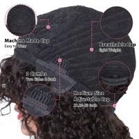 Perruques courtes bouclées afro kinky en cheveux humains pour perruque Lace Front avec frange, brun foncé, dentelle, pas cher, brésilien, bouclé, noir