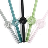Paille en verre créative résistante à la chaleur, paille artistique en verre borosilicate coloré, paille droite ou courbée pour jus et lait