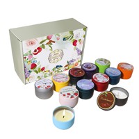 Bougie parfumée en cire de soja à 12 couleurs, motif floral et végétal moderne, cadeau de Noël et de Nouvel An, souvenir de mariage et d'anniversaire