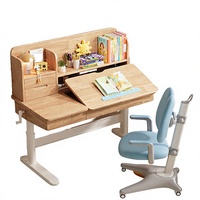 Bureau d'ordinateur réglable en hauteur à manivelle, table d'étude en bois, poste de travail à levage manuel avec étagère de rangement