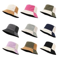 Gorra de pescador de pana bicolor para mujer y hombre, estilo bucket, para verano.