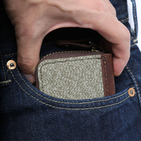 Dompet pria ritsleting uang Mini kanvas mode antik kualitas tinggi tempat kartu kredit dompet koin