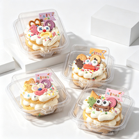 Boîte à gâteau transparente festive avec option ruban Joyeux Anniversaire, idéale pour la présentation de gâteaux de fêtes et de célébrations
