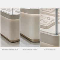 Vitrine rotative de luxe en verre marron doré avec éclairage LED pour bijouteries, design personnalisé