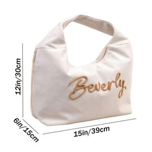 Personalized Corduroy Tote Bag, Embroidered Name Handbag, Custom Travel Shoulder Bag with Zipper, Mother's Day, <b>Bridesmaid</b> <b>Gift</b> - Product Image 5