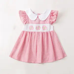 Nette Blumen stickerei Kleid Mädchen Kleid Sommer Baby Mädchen Puppe Prinzessin Kleider