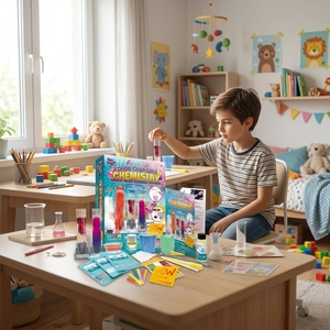 Jouets éducatifs préscolaires intéressants, kit d'expériences scientifiques, kit d'apprentissage de la chimie, réaction chimique, kit scientifique de changement de couleur - Product Image 1