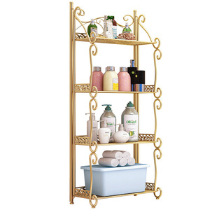 Estante de almacenamiento de hierro forjado, estante vertical vintage de tres capas para organización del hogar, cocina y baño, diseño rectangular duradero - Product Image 5