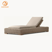 Chaise longue de jardin en rotin de luxe, dossier réglable, coussin blanc à séchage rapide, structure en rotin, pour jardin et villa