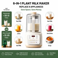 Máquina para Hacer Leche de Soya de 1.5L y 600W, Automática, Multifuncional, Silenciosa, sin Filtro, Fácil de Limpiar, a Base de Soya y Frutos Secos