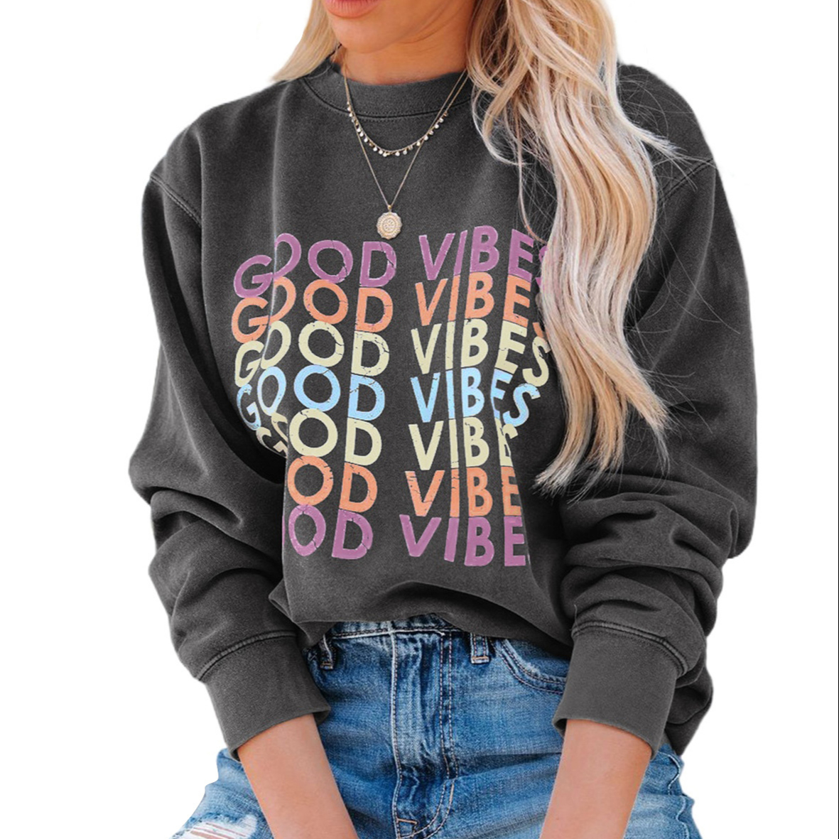 PRETTY STEPS 2021 PSLC2537911 Womens Plus Size Winter Letter Printed Casual Pullover Ladies French Sweatshirts