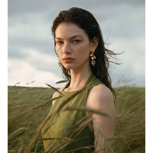 JINYOU 5819 Bohemian Multi-Element Sea Shell Drop <strong>Earrings</strong> Wood Natural Stone Stainless Steel <strong>Gold</strong> <strong>Dangle</strong> <strong>Earrings</strong> - Product Image 3