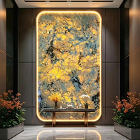 Panneau mural en pierre frittée translucide effet marbre brillant pour hôtel, résidence, duplex, fond d'entrée, personnalisé
