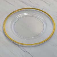 Assiettes de Présentation Rondes en Plastique Style Moderne avec Bord Doré – Vaisselle de Luxe pour Mariages et Événements
