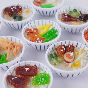 จี้อาหารจีนขนาดเล็กเส้นผ่านศูนย์กลาง 4 ซม., ชามข้าวขาไก่, ของเล่นอาหารจิ๋ว, พวงกุญแจตกแต่งรูปอาหารจำลอง - Product Image 5