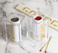 Ensemble de pots à allumettes et à clous de girofle carrés personnalisés en acrylique Lucite, porte-allumettes avec lettres dorées, décor Judaica Shabbat, récipient à épices
