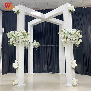 Chuppah de mariage en plein air lisse, salle de banquet, mandap moderne, porte en métal blanche, grande porte en forme de croix, arche de mariage, décoration de fond - Product Image 6