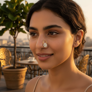 Pasador de Nariz de diamante de diseño en oro amarillo de 14k - Product Image 3