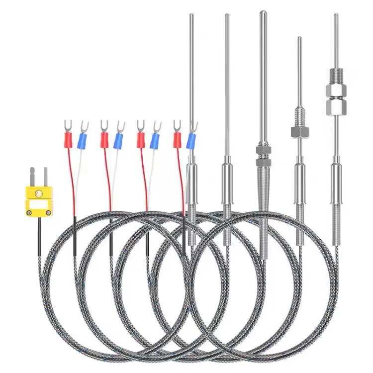 K/J/PT100 type Flexible Thermocouple Probe with insulated high temperature lead wire