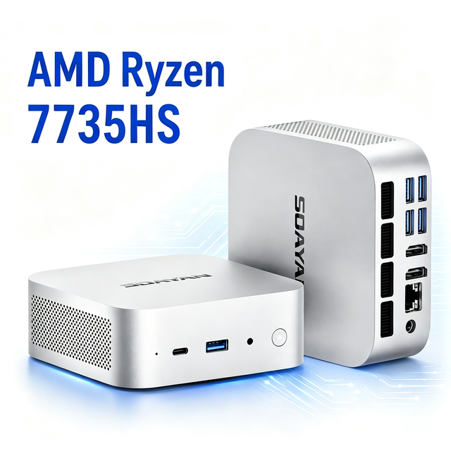 AMD Ryzen 7 7735HS Mini PC 24GB LPDDR5 1TB NVMe SSD Radeon 680M Graphics 4K UHD WiFi6 Business Desktop Computer for Bulk Order