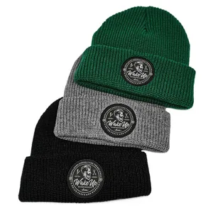 Benutzer definiertes Logo Gewebtes Etikett Patch Winter Toque Benutzer definierte Waffel Strick Mütze