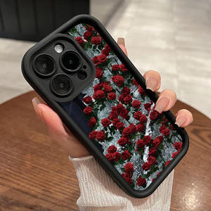 Venta caliente rojo rosa flor cubierta protectora Ins estilo suave TPU teléfono caso para iPhone 15 14 13 Pro - Product Image 3