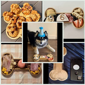 Plateau de service et planche à découper en bambou en forme de patte de chien de 10 pouces avec 5 rainures - Product Image 6