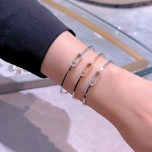Classic Luxury Certified Women's Round <b>Cuff</b> <b>Bracelet</b> S925 Sterling <b>Silver</b> Zircon Retro Gold Plated Hot Sale Daily Party Jewelry - Product Image 4