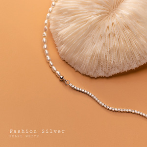 Collar de Perlas Francesas de Plata S925 para Mujer, Diseño Elegante y Simple con Cuentas de Plata Rota para Joyería de Verano - Product Image 2