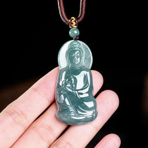 Colgante de Jadeíta Natural Guanyin, Color Azul Agua, UNISEX, Diseño Original Budista, Regalo con Certificado de Tasación GY01 - Product Image 3