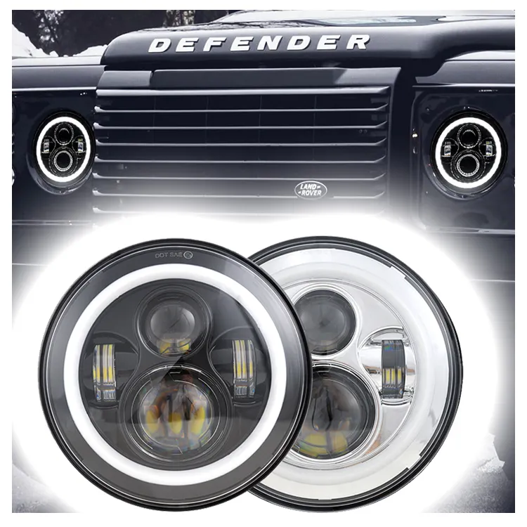 7 inch Led Headlight for Land Rover Defender Accessories Halo Led Lights for Land Rover Defender 110 Accessories 90 Parts