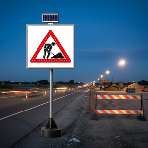 Solar Road Construction Sign 100 X 10 cm High-Intensity Retroreflective PC-Reflective ASTM D 4956-11a Type I Construction Area - Product Image 3