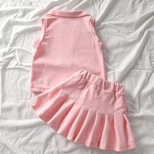 2025 Hot Bán Cô Gái Mùa Hè Thiết Lập Hai Mảnh Cotton Tùy Chỉnh <span class=keywords><strong>S</strong></span> Trẻ Em Giản Dị Quần Áo Bóng Chày Không Tay Trang Phục Màu Hồng/Màu Xanh - Product Image 4