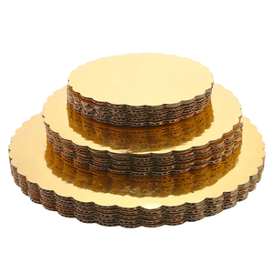ألواح قاعدة كعكة من الورق المقوى المموج المموجة الذهبية 8/بوصة صينية دائرية مستديرة - Product Image 1