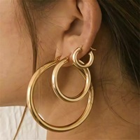 Perhiasan halus tren Fashion anting desainer Hoop lebih ukuran anting bulat