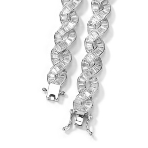 Collar de espiral de latón con engaste de canal de 10 mm y circonitas cúbicas 5A en forma de baguette, joyería hip hop única para mujeres y hombres - Product Image 5