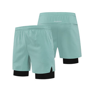 กางเกงขาสั้นผ้าพิมพ์ลายผ้าแห้งเร็วมีสามสีกางเกงขาสั้นสำหรับออกกำลังกายสองชั้นแบบผ่าข้าง - Product Image 3