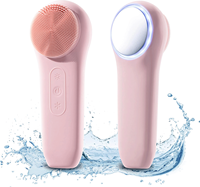 Brosse de nettoyage du visage en silicone 3 en 1 Masseur lifting du visage chaud et froid avec machine de massage de la peau anti-rides à LED