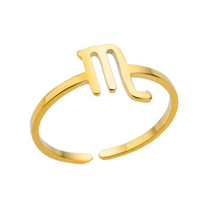 Anillo Abierto del Zodiaco de Acero Inoxidable 316L con Baño de Oro PVD de 14k 18k, Moderno, Personalizado, al por Mayor, que No se Deslustra, para Mujer - Product Image 5