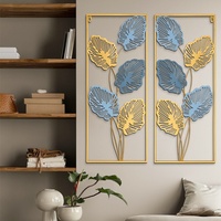 Luxe Ginkgo Feuille Fer Art Décoration Murale Écologique 3D Chinois Métal Suspendu Salon TV Fond Moderne 2 Pièces Ensemble