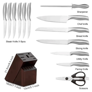 <span class=keywords><strong>Juego</strong></span> <span class=keywords><strong>de</strong></span> <span class=keywords><strong>Cuchillos</strong></span> <span class=keywords><strong>de</strong></span> Cocina <span class=keywords><strong>de</strong></span> Acero Inoxidable <span class=keywords><strong>de</strong></span> 14 Piezas, con Mango Hueco, Autoafilables, para Mayor Comodidad y Eficiencia al Cortar - Product Image 2