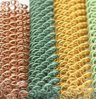 Rideau en maille diamantée tissée en acier inoxydable 304 multicolore vibrant, à mailles entrelacées, avec revêtement en poudre anti-corrosion