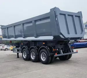 Heavy duty high quality 3 axles 40m3 50m3 tractor trailer dump half pipe used dump trailers for sale