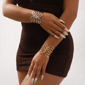 Wholesale Punk Style Exaggerated Wide Wrapped <b>Cuff</b> <b>Bracelet</b> for Women - Hollow Design <b>Cuff</b> <b>Bracelet</b> - Product Image 2