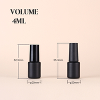 Flacon de vernis à ongles en plastique noir mat cylindrique mini 4 ml avec options de double bouchon, conteneur de gel à ongles anti-fuite